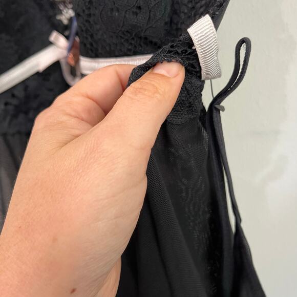 Rachel Rachel Roy Lingerie Set Black Babydoll Teddy + G-String XL NWOT - Picture 6 of 9